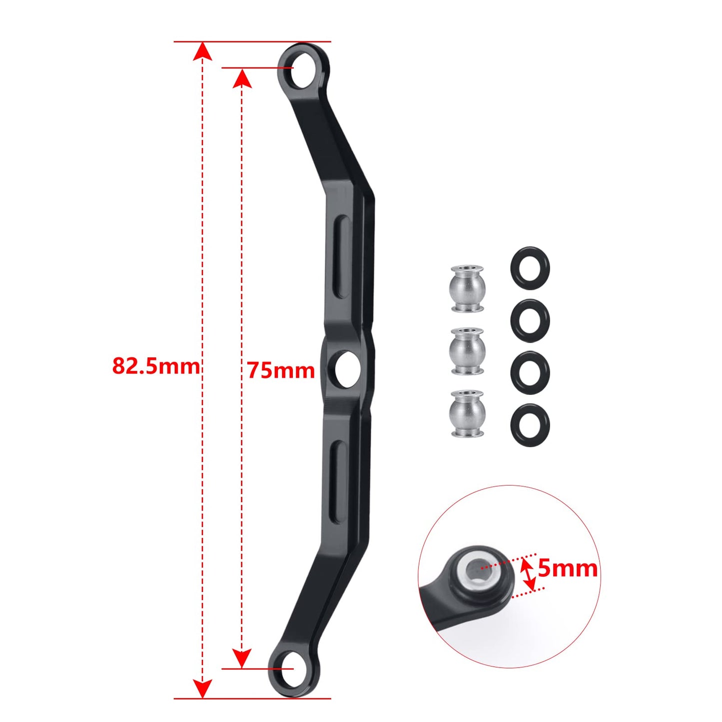 RCLIONS Aluminum Steering Link for 1/18th TRX4M RC Crawler Car Upgrades (Black)