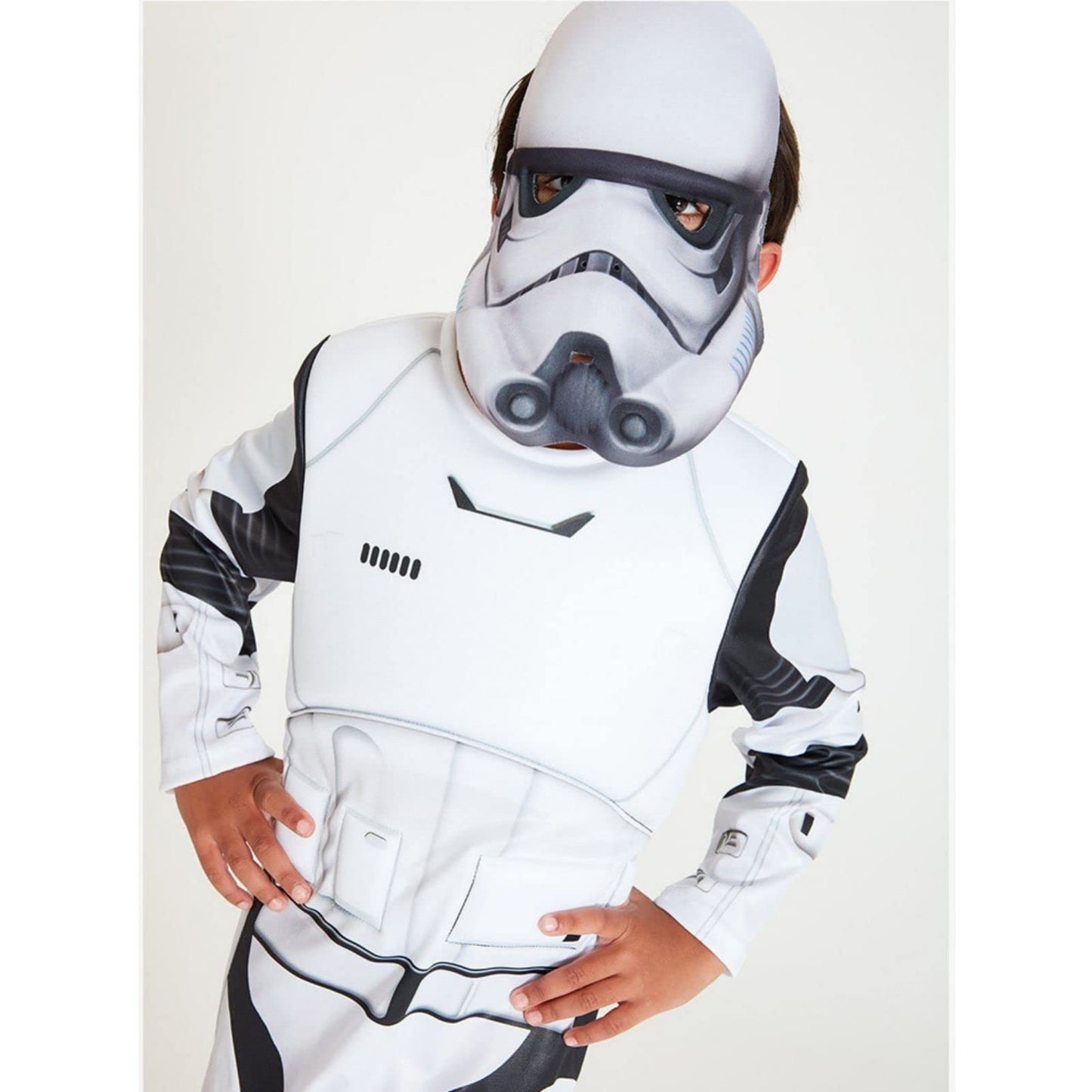 Storm Costume Trooper Mask Kids Jumpsuit Helmet Full Sets Empire Outfits Role Play Halloween Accessories (White, Large)