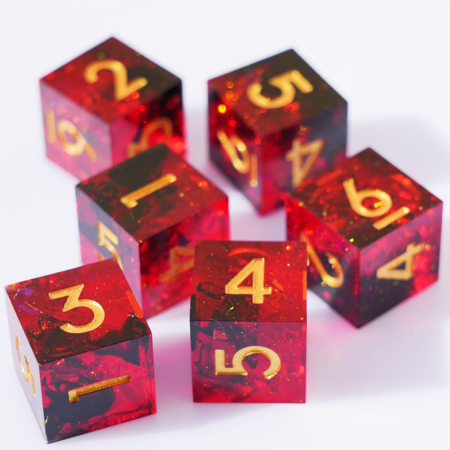 Generic 6PCS 16mm D6 Resin dice Set Dice for DND Dungeons and Dragons Role Playing Game (Red)