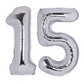40 Inch Number 15 Balloon Silver Jumbo Giant Big Large Number 15 Foil Mylar Silver Balloons 51Th Birthday Party Anniversary Deco