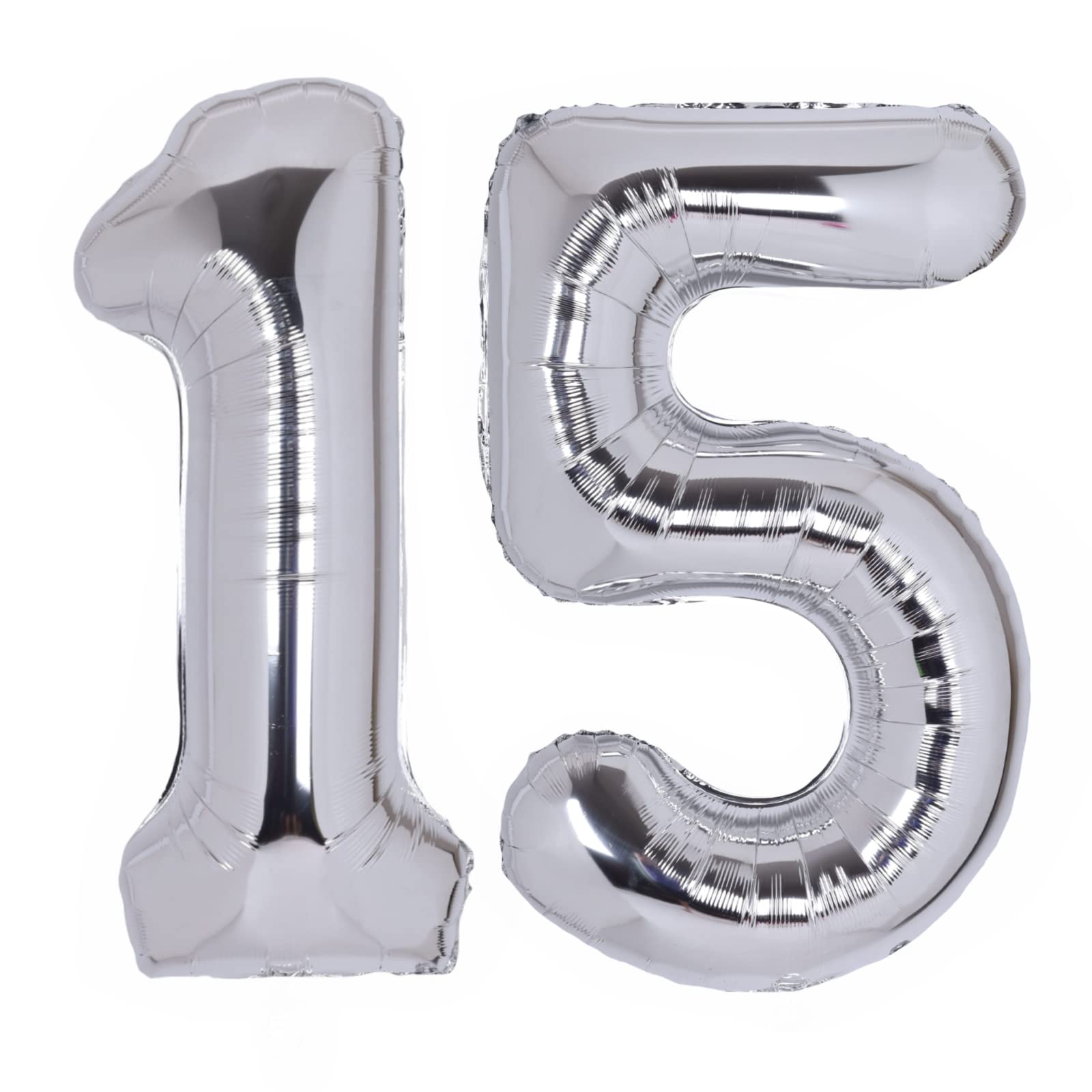 40 Inch Number 15 Balloon Silver Jumbo Giant Big Large Number 15 Foil Mylar Silver Balloons 51Th Birthday Party Anniversary Deco