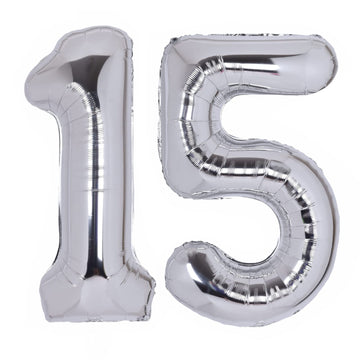 40 Inch Number 15 Balloon Silver Jumbo Giant Big Large Number 15 Foil Mylar Silver Balloons 51Th Birthday Party Anniversary Deco