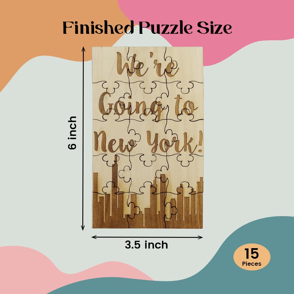 We'Re Going To New York - 15 Piece Basswood Jigsaw Puzzle, Surprise Vacation Ny Trip Reveal