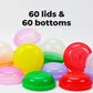 Entervending Capsule Vending Machine - 60 Pcs 2" Clear Acorn Capsules, Plastic, Color Lids - Bulk Party Favors & DIY Craft Supplies