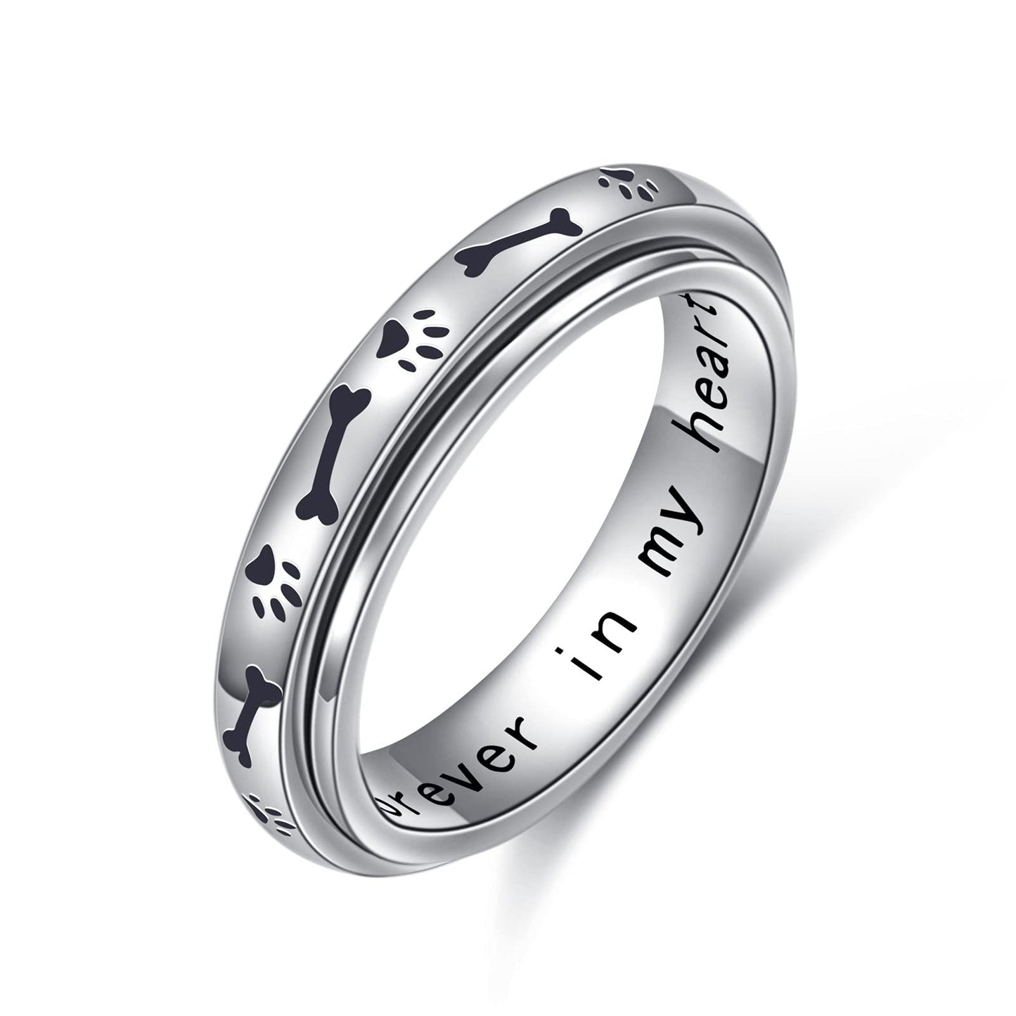 Hoohwe Spinner Ring For Anxiety,S925 Sterling Silver Fidget Anxiety Worry Relieving Boredom Adhd Autism Band Rings For Women (1-