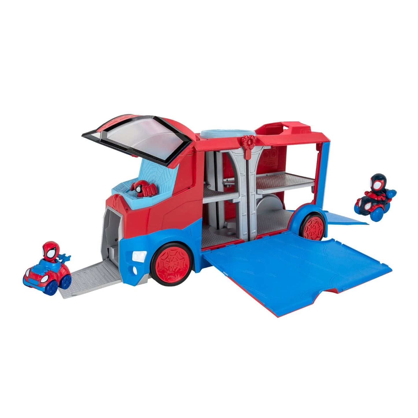 Marvel's Spidey and his Amazing Friends SNF0051 Web Transporter Feature Vehicle, Lights & Sounds-Includes 2 Amazing Minis: Spide