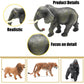 65Pcs Safari Animal Figurines Toy Set, Realistic Jungle Zoo Figures With Elephant, Lion, Giraffe, Fence, Building Blocks For Kid