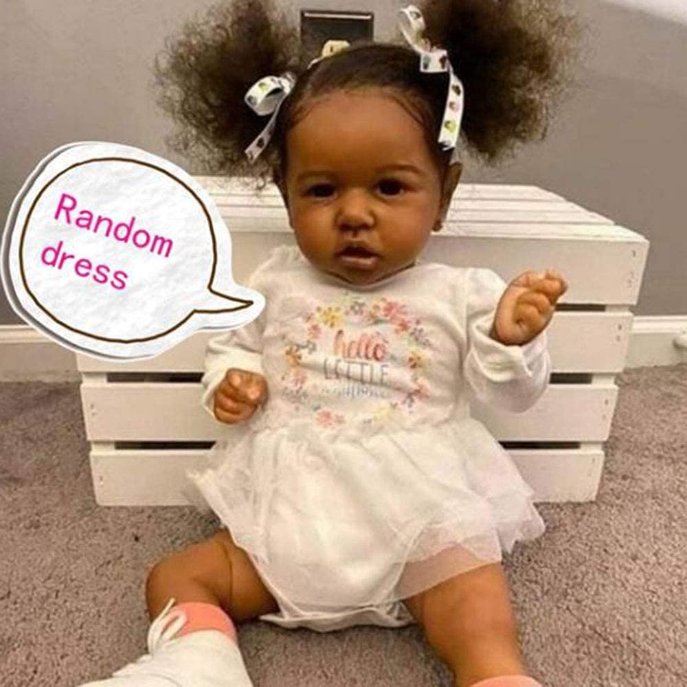 ZTDOLL Reborn Baby Dolls Girls Real Lifelike Baby Dolls African American Handmade Realistic Girl Baby Doll in Soft Vinyl and Wei