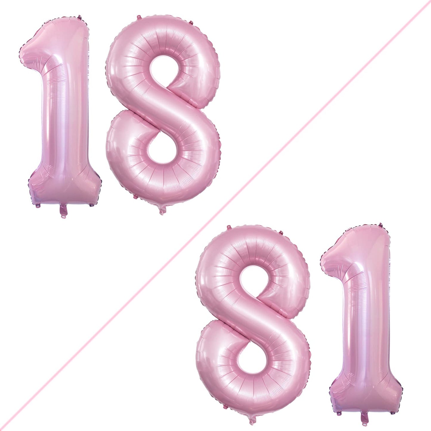 Goer Number 18 Balloons For 18Th Birthday Sweet 18 Party Decorations,42 Inch Jumbo Foil Helium 81 Balloons For 81St Birthday Party Decoration (Light Pink)