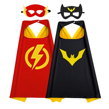 Riorand Kids Superhero Capes And Masks, Ideal For Boys And Girls Cosplay,Birthday Party,Christmas,Halloween Dress Up Orange+Black