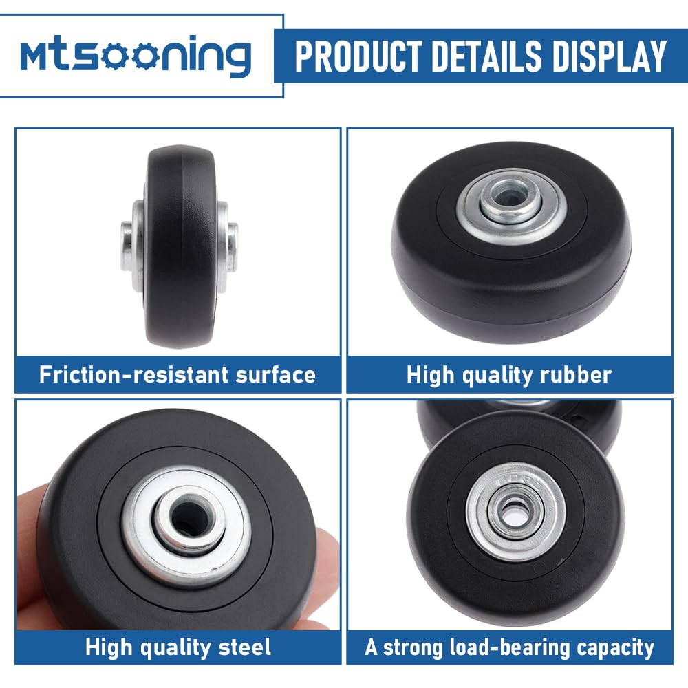 Mtsooning 2Set Suitcase Luggage Replacement Wheels  50x18mm Wear-Resistant Mute Inline Skate Wheel  Rubber Swivel Caster Wheel Bearing Repair Kit
