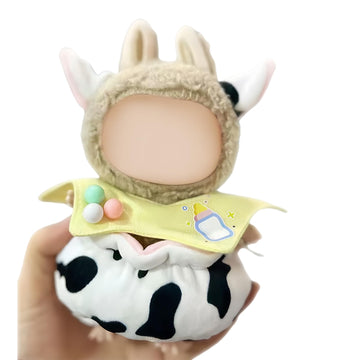17cm Doll Clothes for Doll, Outfits Costumes Compatible with Dolls Keychain Accessories (3-Piece Cow Set)