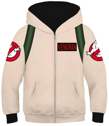 Toddler Kids Halloween Hoodie Cosplay Costume Ghoul Hunter Printed Sweatshirt Jacket,Zipper,Medium