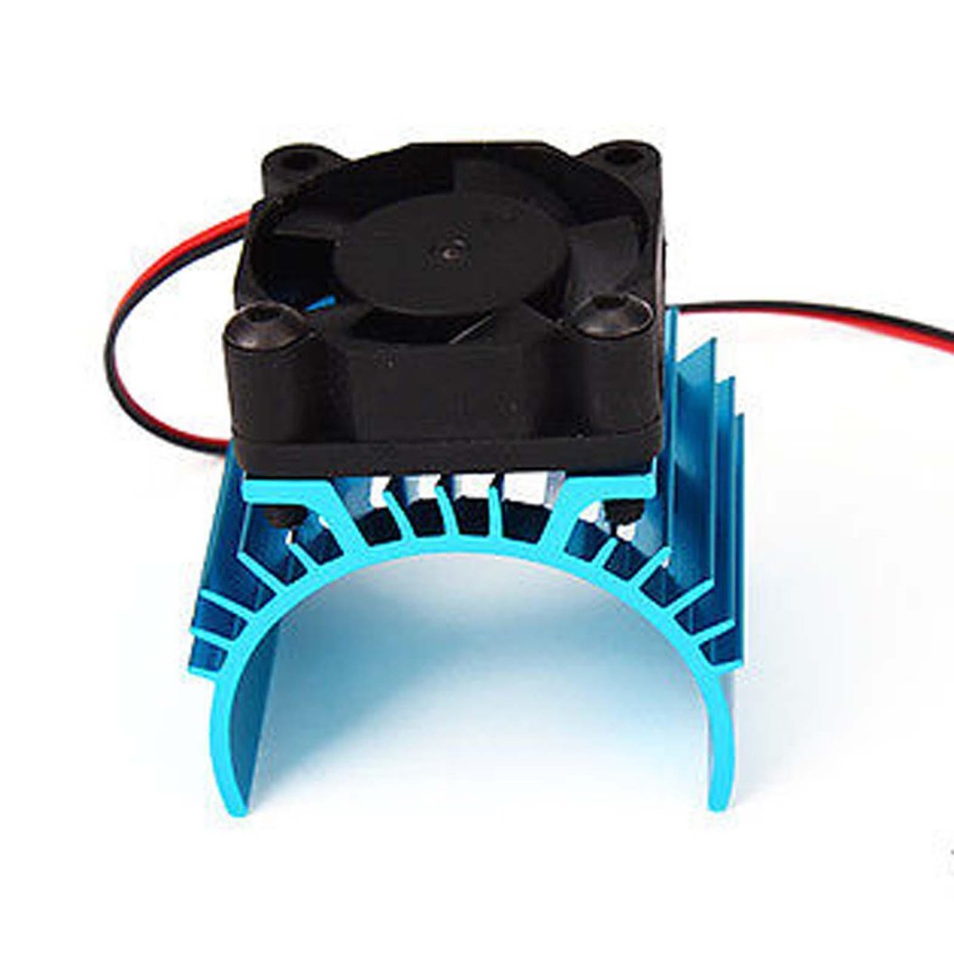 JFtech Aluminum Alloy RC Electric Motor Heat Sink Heatsink with 5V Cooling Fan for 1/8 1/10 RC Car Truck Buggy Crawler 540 550 3