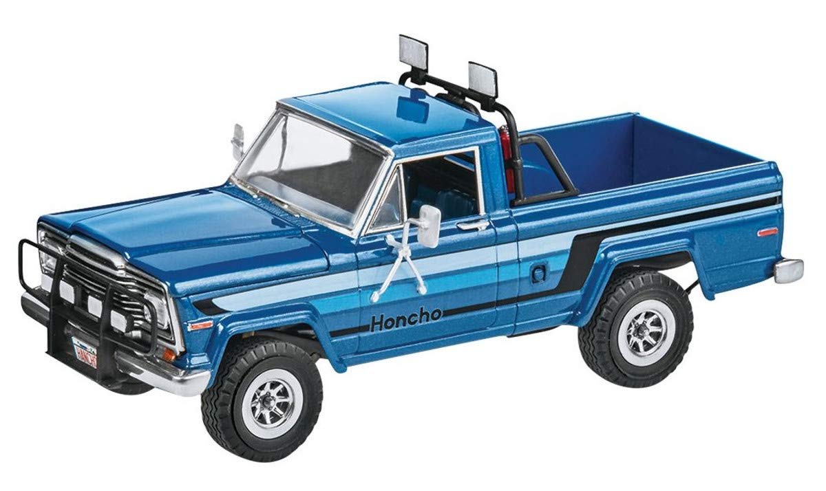 Revell 1/24 Scale Model Kit - 1980 Jeep Honcho Pickup Truck Ice Patrol with Snowmobile, Multi, Plastic, Model Revell_17224