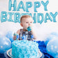 Toniful Light Blue Happy Birthday Balloons Banner, 16 Inch Mylar Foil Letters Sign Bunting Reusable Ecofriendly Material For Gir