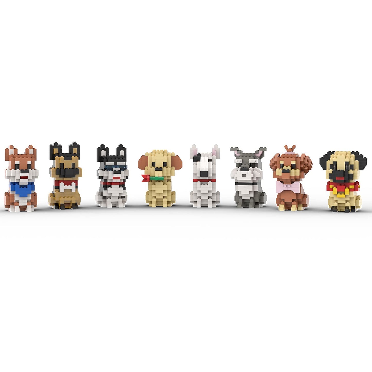 SEMKY Micro Mini Blocks Dog Series 8 in 1 Model Set (1616 Pieces) - Building Toys for Kids & Adults, Golden Plastic