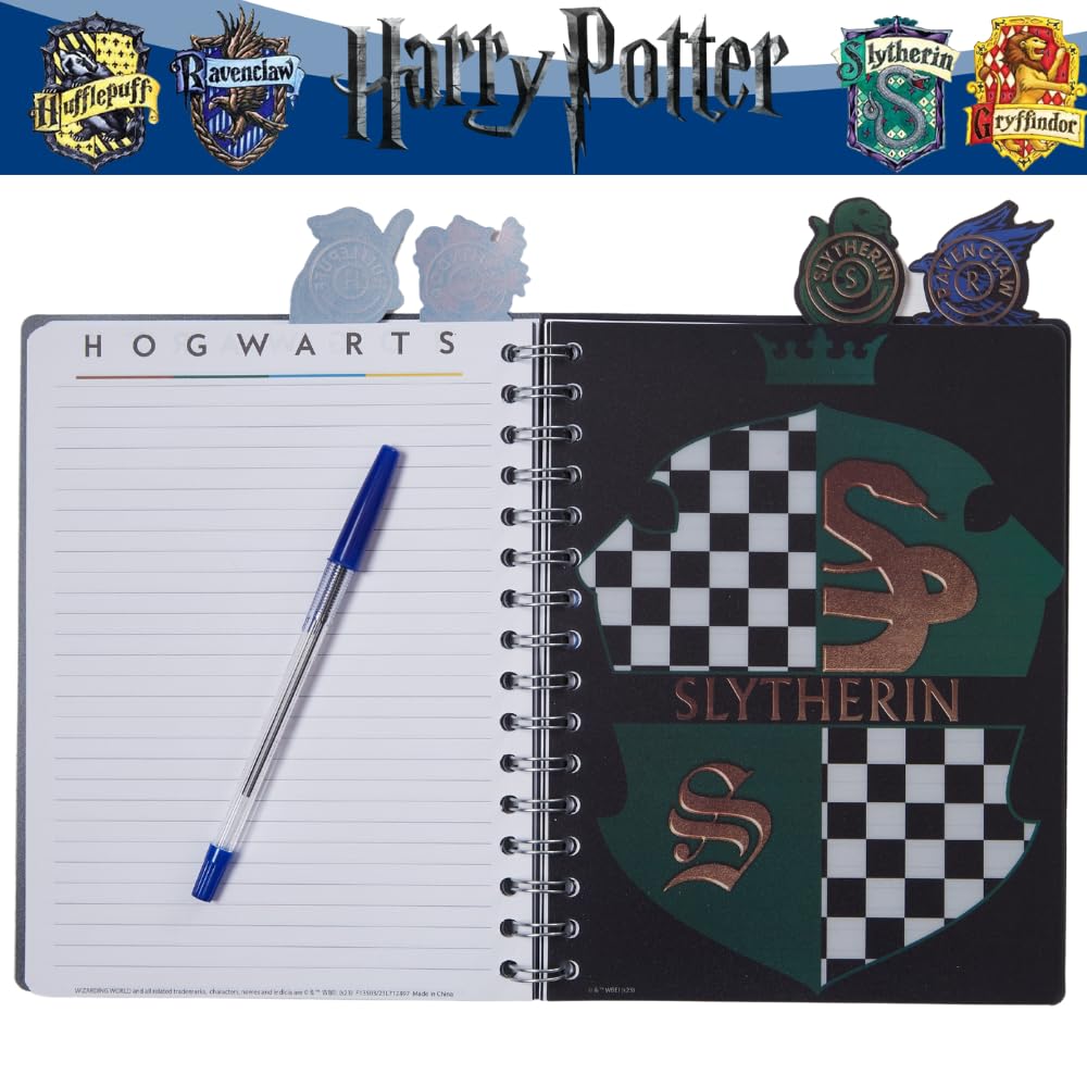 Innovative Designs Harry Potter Hogwarts Tab Journal Notebook, Spiral Bound, 96 Lined Pages, 8 X 7 Inches, Black
