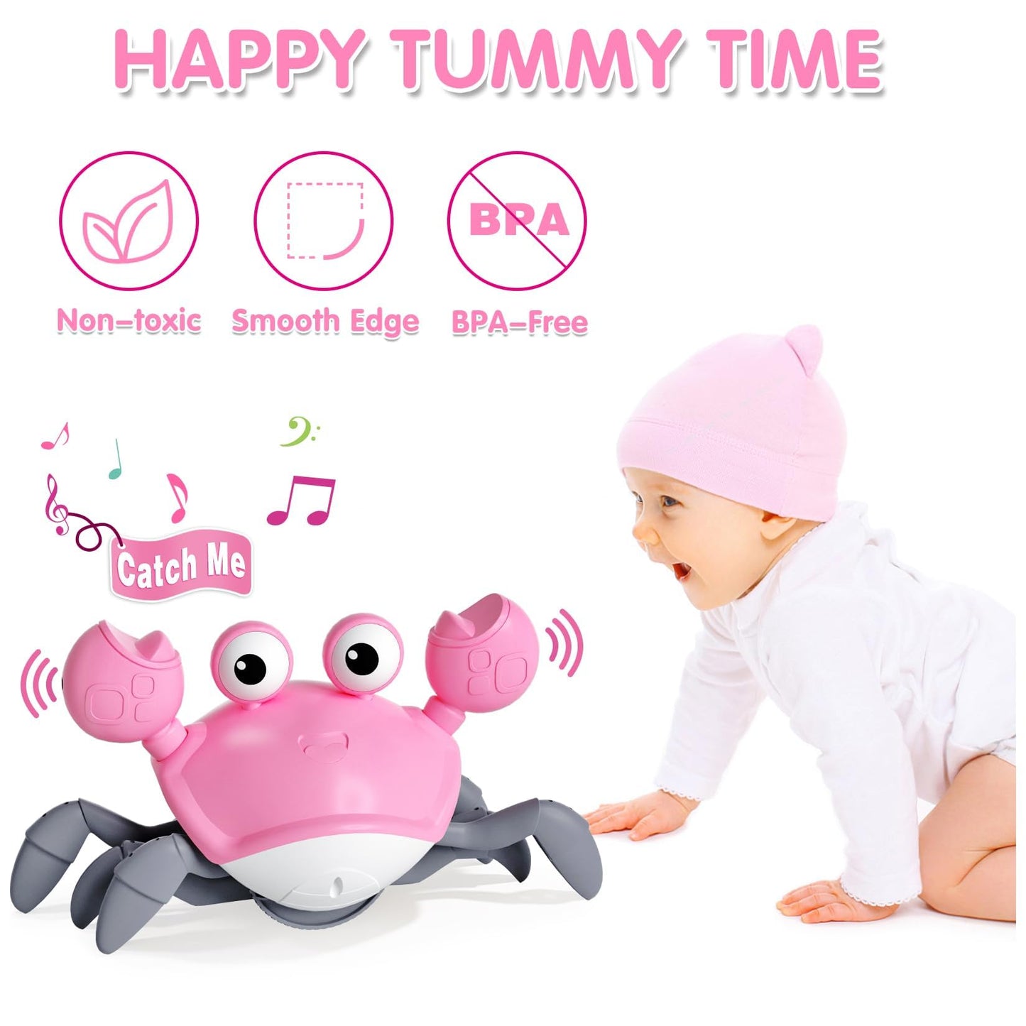 Baby Girl Toys Toddler Gifts: Tummy Time Crawling Crab Baby Toys 6 7 8 9 10 11 12 6-12 9-12 12-18 Months Infant Toddlers Age 1-2 Montessori Musical Toys 1 2 3 Year Old Girls 1St First Birthday Gift