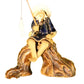Bonsaiboy Miniature Ceramic Fisherman Figurine Fisherman Sitting On A Log - Blue
