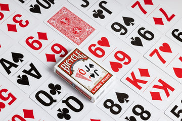 Bicycle Large Print Bridge Size Playing Cards - Easy-To-Read Deck For Seniors - Red Or Blue