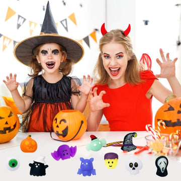 Sunpround 24 Pcs Halloween Mochi Squishy Toys,Mini Fidget Toys Bulk For Kids, Party Favors Supplies, Halloween Treat Goody Bags