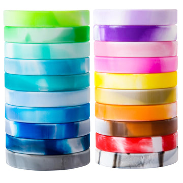 Cyclusive 20 Pieces Rubber Bracelets Solid Color Silicone Wristbands Colored Rubber Stretch Bracelets For Women Men Teen Gifts