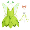 Kosgraiy Tinkerbell Costume For Girls,Toddler Girls Fairy Dress With Pixie Elf Ears And Wings,Princess Outfit Halloween Fairy Dr