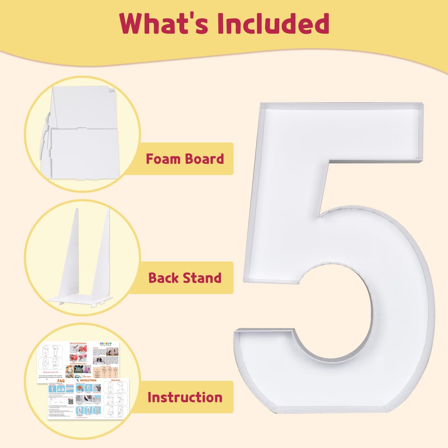 Imprsv 4Ft Marquee Number, Mosaic Numbers For Balloons, Mosaic Balloon Frame, Marquee Number, Number 5 Balloon For 15Th 25Th 50T