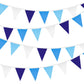 GCQQ 12M/40Ft Royal Blue Pennant Banner Flags 42Pcs Blue Party Decoration Garland Cotton Triangle Flags Banners for Baby Shower 