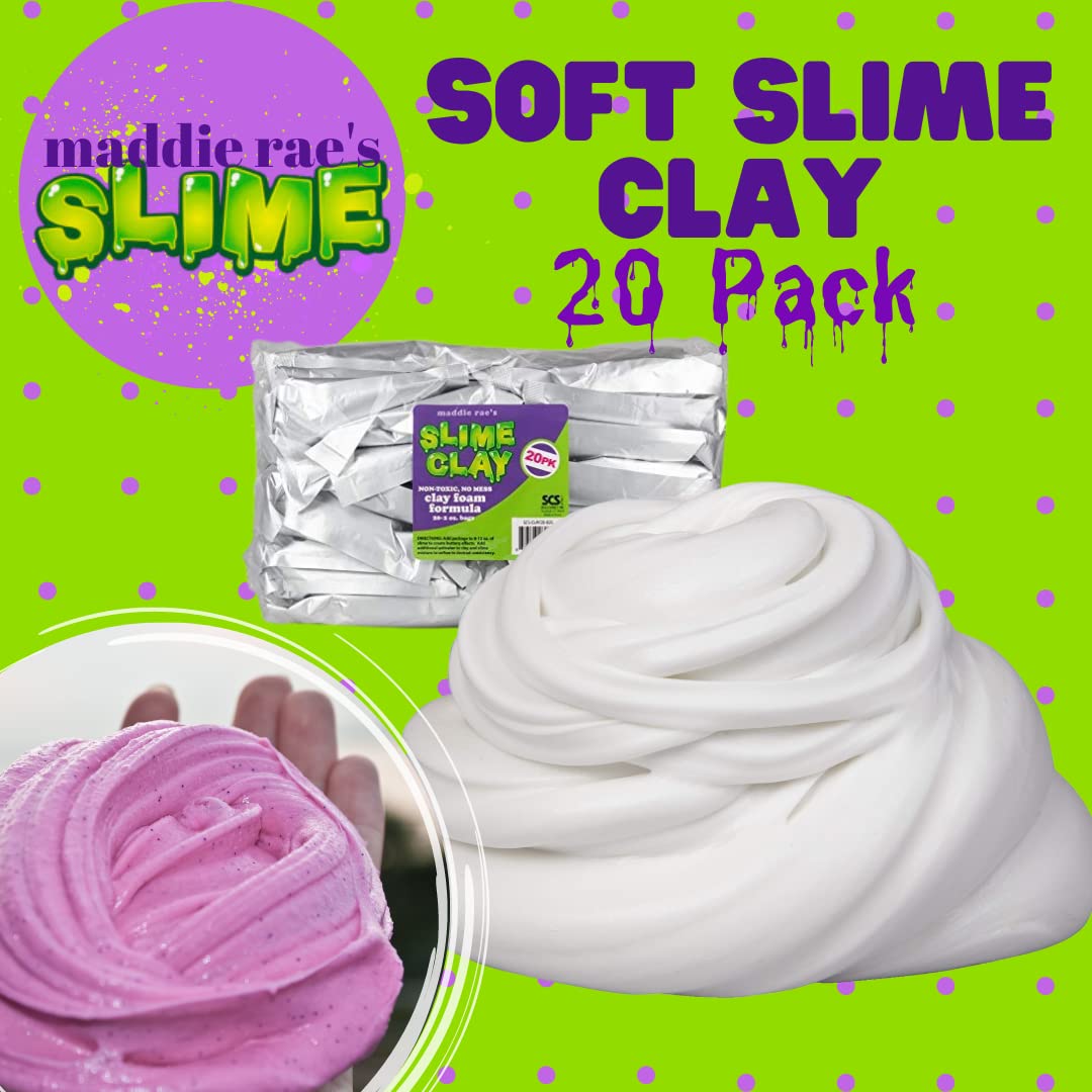 SCS Direct Maddie Rae Slime Clay (20 pk) Non-Toxic, No Mess Clay Foam Formula for Unique Creamy Butter Effects, Great for Arts &