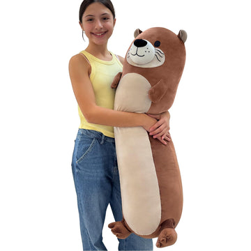Tezituor Long Otter Plush Pillow,39.5'' Giant Otter Stuffed Animal Soft Cuddly Sea Otter Long Body Pillow Sleeping Hugging Case