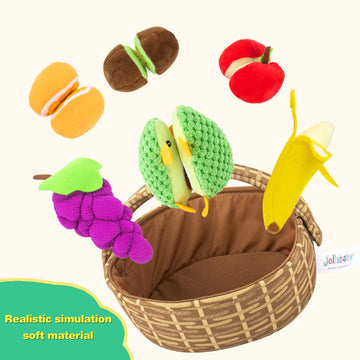 Inbeby Peelabe Play Food Toys,My First Plush Fruit Basket, Soft Plush Play Food Toy For Baby 6 12 18+ Month,Toddler Girl Boy Toy Gift For 12-18 Month(Avocado/Kiwi/Banana/Orange/Apple/Grape)