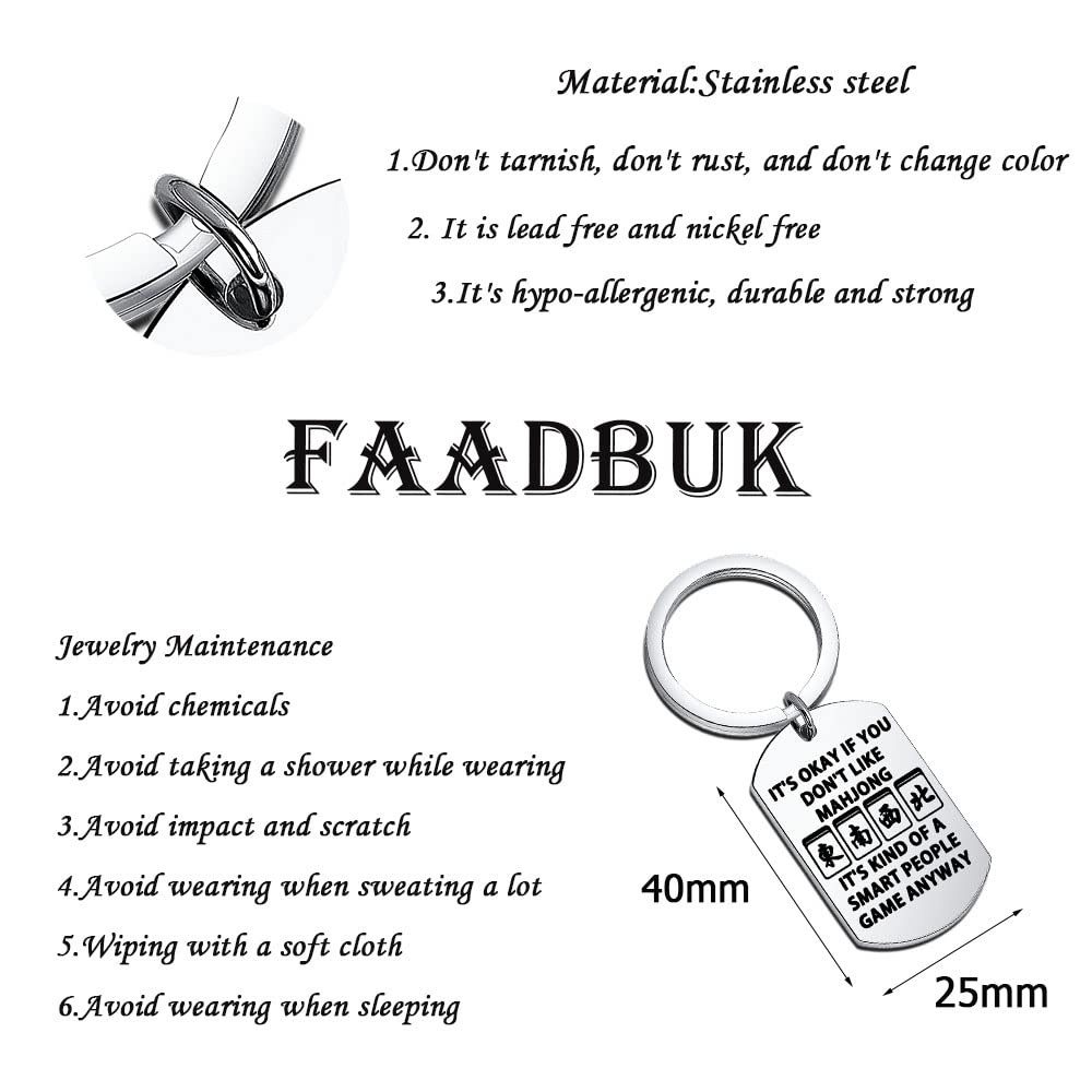 Faadbuk Funny Mahjong Gift Mahjong Lover Gift Mahjong Keychain For Mahjong Player Mahjong Themed Gift (Mahjong)