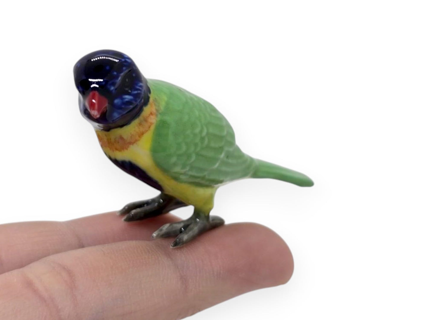Witnystore Tiny 2?'' Long Rainbow Lorikeet Parrot Bird Figurine - Miniature Hand Made Painted Ceramic Birds Aves Colorful Porcel