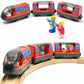 HYPERLIVING Battery Operated Wooden Train Track Set Toy High Speed for Toddlers 3 4 5 Years Old Boys Kids Magnetic Couplings Cit