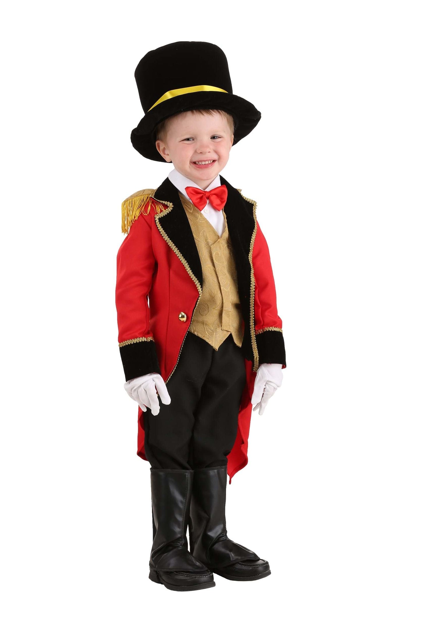 Toddler Ringmaster Costume | Circus Ensemble With Polyester And Rayon Twill Materials, Tailcoat Uniform Outfit Red