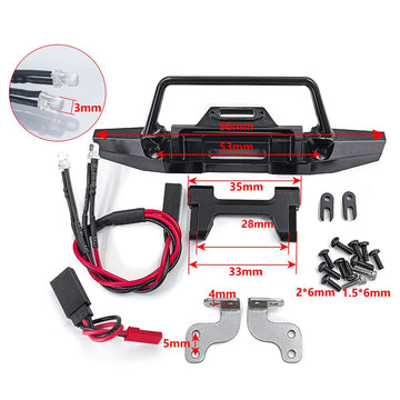 RCHUBAM 1Set Aluminum Front Rear Bumper with LED Lights for 1/18 TRX4M Defender Bronco RC Crawler Car