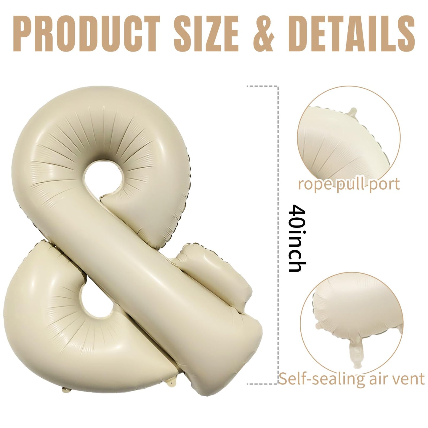 40 Inch Cream & Balloon, Large Symbol Balloons Foil Helium Balloons, Beige Mylar Big & Balloons, Cream Balloon For Birthday Wedd
