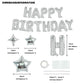 Toniful 35Pcs Silver Happy Birthday Decorations 16 Inch Happy Birthday Balloon Banner With Star Balloons Mylar Foil Birthday Par