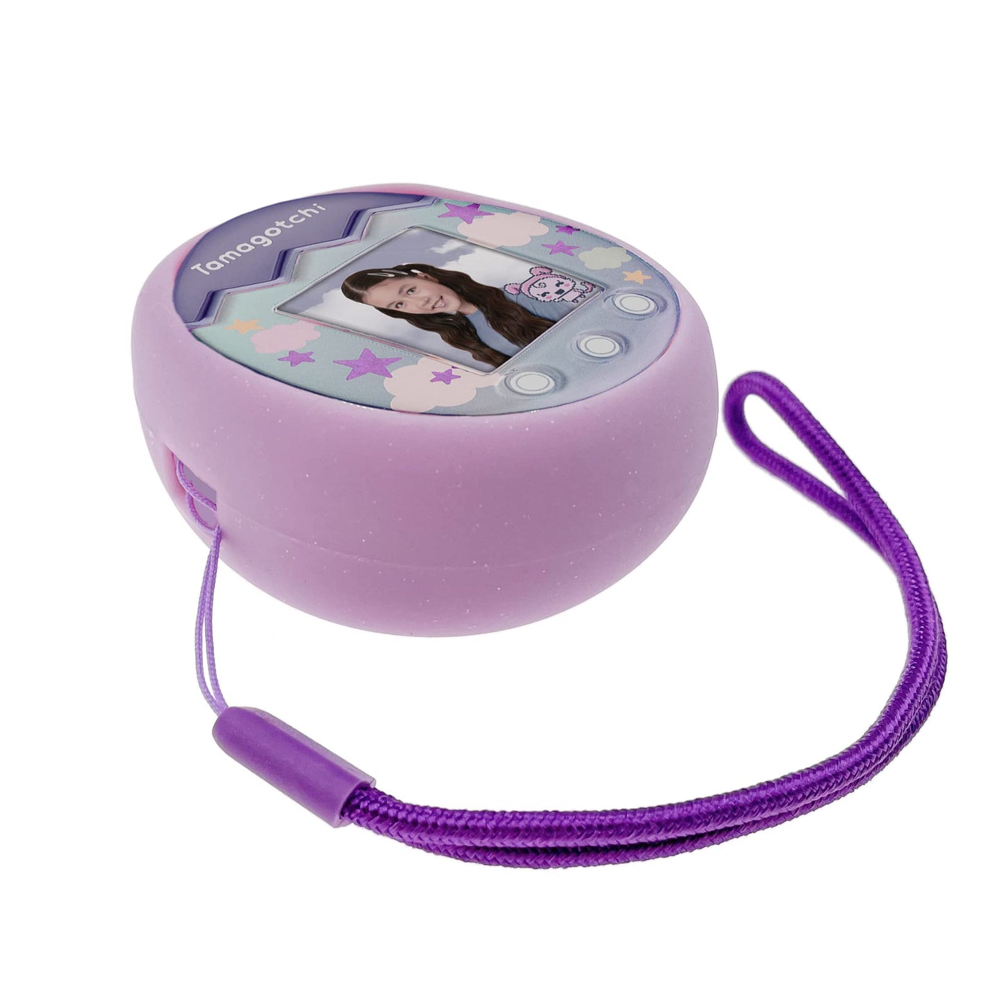Xcivi Silicone Cover And Lanyard For Tamagotchi Pix Virtual Interactive Pet Game Machine, Silicone Shell Compatible With New Tamagotchi Pix (Purple)