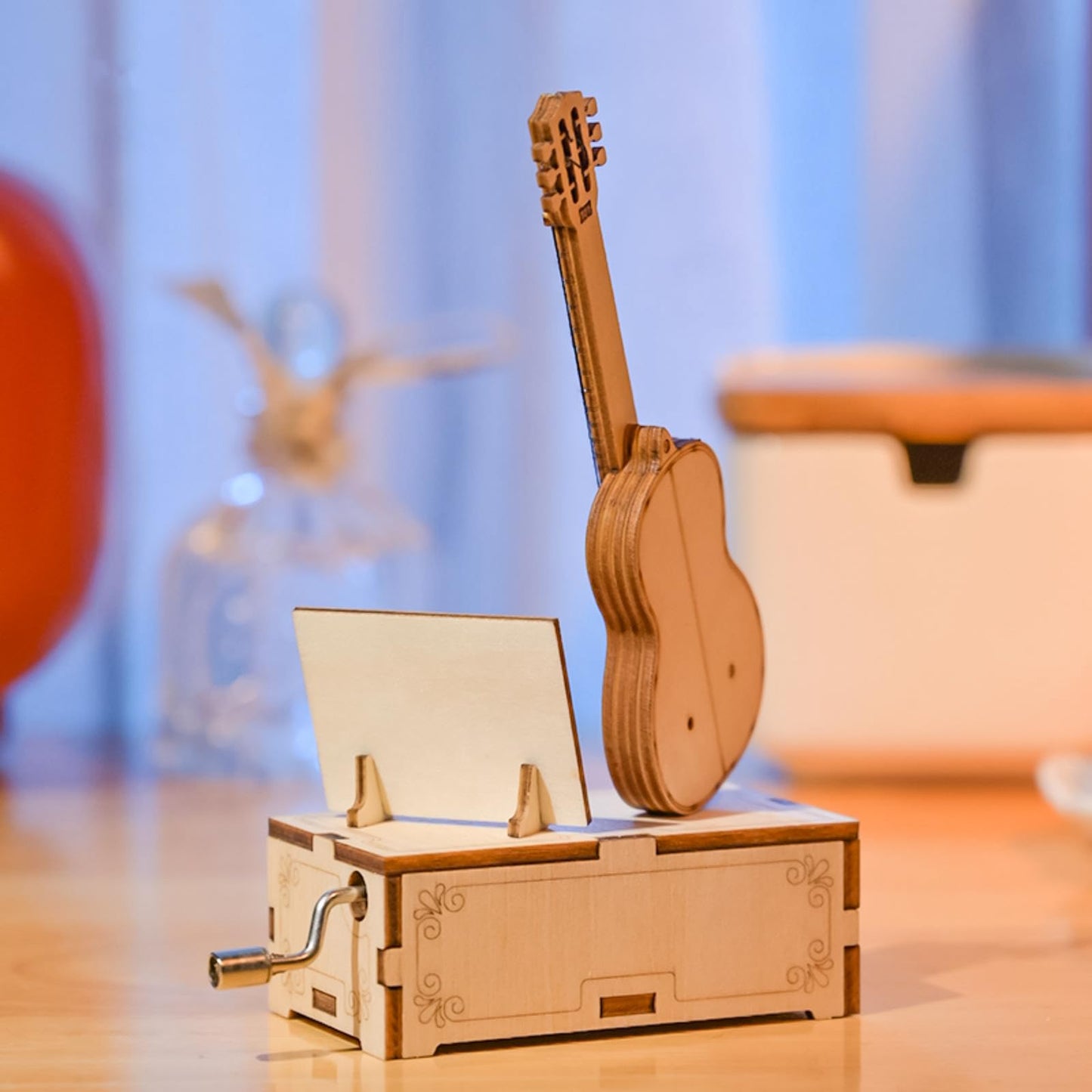 Yii Wmoc 3D Wooden Puzzles For Adults Wooden Music Box Kits Guitar Building Model Desktop Decoration Diy3D Puzzle Toys To Creati