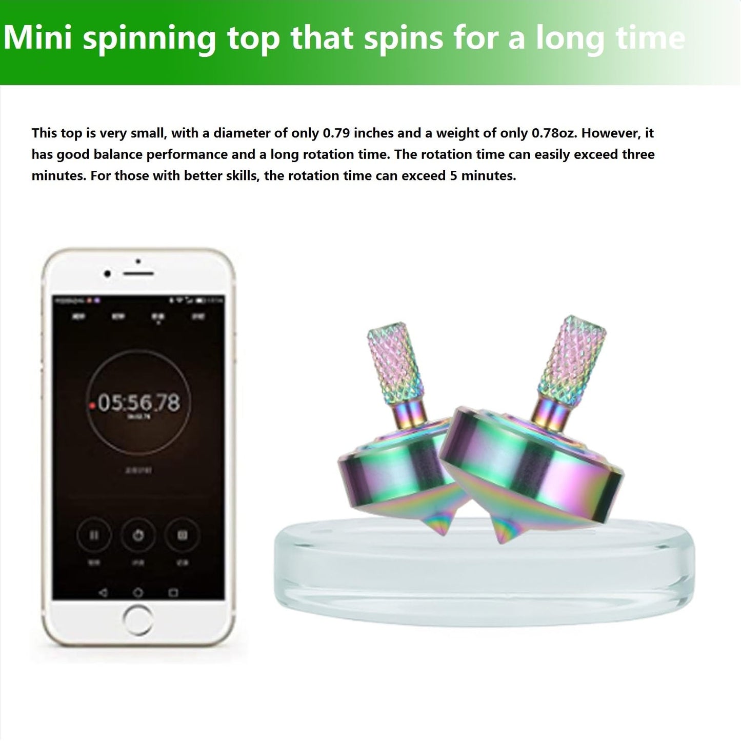 CHEETOP Stainless Steel Spinning Top  Precision Mini Desktop Gyroscope  Kill Time Reduce Stress ADHD Toys  Perfect Balance Gyro (Iridescent Style 2)