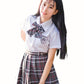 Girl'S School Uniform Plaid Pleated Costumes Skirts (M, Grey Mixed White)