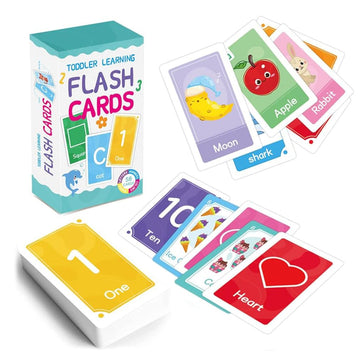 Patpat 58Pcs Flash Cards For Toddlers Learning Flash Cards Cartoon Colorful Illustration Learning Cards Double Sided Learning Fl