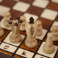 Wegiel Handmade Royal 36 European Chess Set - Wooden 14.2 Inch Board Hornbeam & Sycamore Pieces
