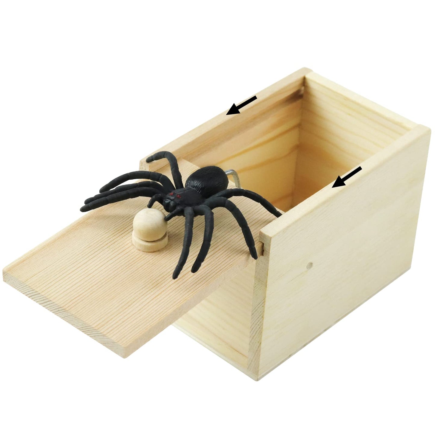 Gooswexmzl Spider Scare Prank Box, Pop Out Rubber Spider Handmade Wooden Scare Box, Fun Surprise Joke Toy, Practical Toy For Kids Adults