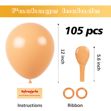 Voircoloria 105Pcs Peach Balloons 12Inch Party Latex Balloons For Boys Girls Birthday Baby Shower Gender Reveal Wedding Sunflowe