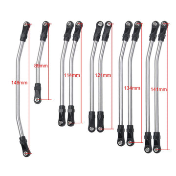 QUE-T 10pcs Stainless Steel Steering Pull Rod Link Linkage for 1/10 RC SCX10 Crawler Car,324mm Wheelbase