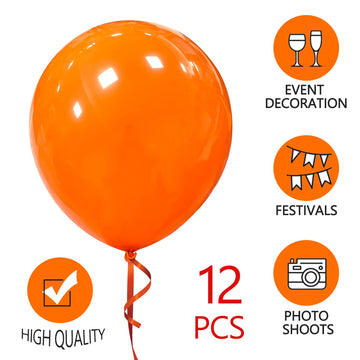 18 Inch Orange Balloons 12 Pack Large Latex Party Balloons Round Helium Balloon For Halloween Birthday Party Anniversary Festiva